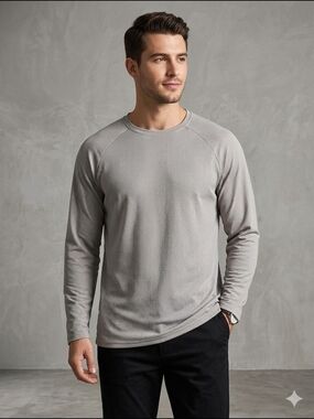 Jockey Men's Long-Sleeve Waffle Crewneck Shirt - Light Gray
